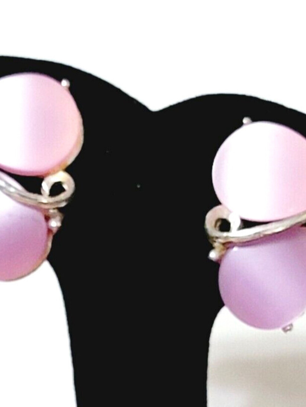 Purple Moonglow Clip On Earrings, Vintage Lucite Thermoset blc-51
